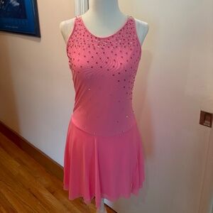 Lisa McKinnon embellished bright pink figure skating/dance dress (AM)